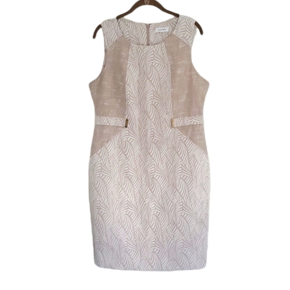 Calvin Klein Dresses & Skirts - Calvin Klein Sheath Leaves Cream Dress